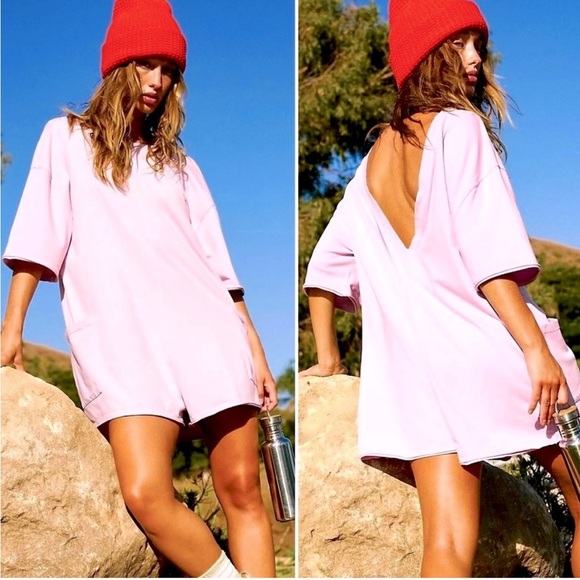 NWOT Free People Hot Shot Tee Romper Custom Dyed Dusty Blue Size XS/TP NEW! - Picture 2 of 10